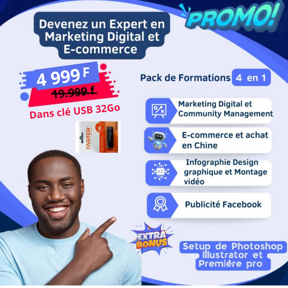 Pack Formations 4 en 1 Marketing digital et e-commerce