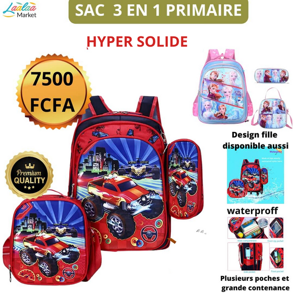 SAC 3 EN 1 HYPERSOLIDE POUR PRIMAIRE POUR FILLE ET GARCON